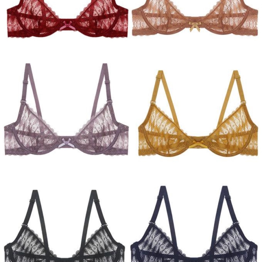 Geometric Lace Demi Cut w/Underwire Bra NEW!